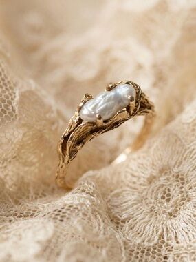 Vintage 10K freshwater pearl ring